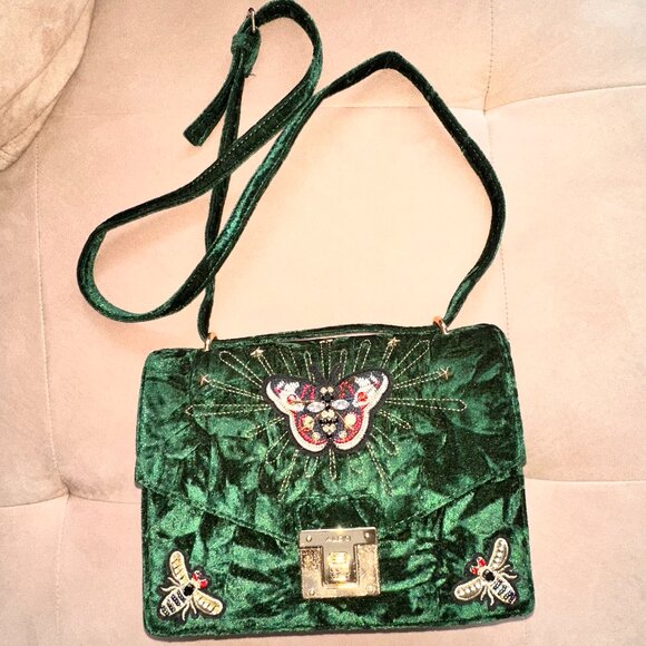 Aldo Velvet Green Shoulder Purse - Picture 4 of 8